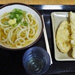 さか枝うどん - かけうどん小（温）、蓮根天、いか天