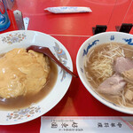 好東園 - 天津飯セット（塩ラーメン付き）900円