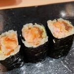 鮨 あらい - 巻き あん肝と西瓜の奈良漬