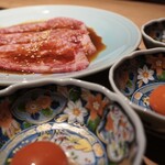 Yakiniku Inami - 和牛のスキヤキ　大阪の頑固たまご