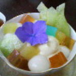 埜庵 - 季節のあんみつ（あじさいあんみつ）700円*2009.06