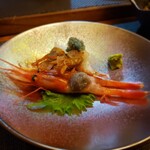 居酒屋まるこ - 泥エビと甘エビ食べ比べ