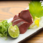 Rare sashimi of chicken liver