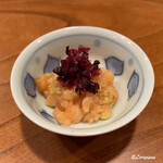 千陽 - 桜鱒の腹須のたたきと柴漬