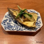 千陽 - 筍の蒸焼きと薇､雪の下 千本葱