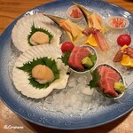 千陽 - 毛蟹のあらい､本鮪のトロ､帆立貝柱､桜鱒に筍､北海縞海老の造り