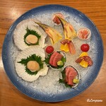 千陽 - 毛蟹のあらい､本鮪のトロ､帆立貝柱､桜鱒に筍､北海縞海老の造り