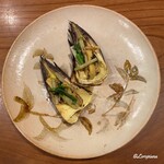 千陽 - 筍の蒸焼きと薇､雪の下 千本葱