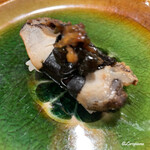 千陽 - 鮑に鮑の肝のにぎり