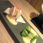 メジまぐろと九条葱の酢味噌掛け