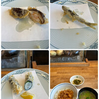 天ぷら新宿つな八 大丸東京店 - 磯波５８３０円、白魚海苔巻き９９０円。椎茸海老詰め、あゆ、天丼。最後まで、とても美味しくいただきました（╹◡╹）。ペロリです（笑）