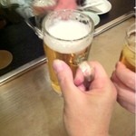 鉄板・お好み焼き 華 - 2013.2.4　かんぱーい！( ^^)／□□＼(^^ )　誰や撮影中に手を引くなってヽ(`Д´)ﾉ