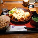 Ootoya - 大戸屋風チキン南蛮定食1.5倍1090円 大戸屋ティラミス黒蜜きな粉290円