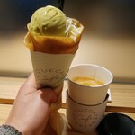 Gelato pique cafe creperie - レモンクリームクレープAセット+ピスタチオジェラート