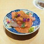 東麻布 天本 - ボタンエビ紹興酒漬けうに