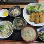 海賊亭 - カキずくし定食(１２００円）先日食べたものより牡蠣の使用量が多かったみたい。（初回から数日後）