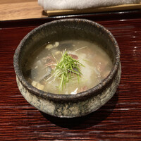 京味 もと井 - 先付:すっぽんの飯蒸し、芽ねぎ生姜