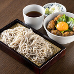 Set of Seiro soba and beef tongue meatball bowl