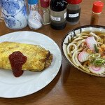 さかゑ食堂 - オムライス550円＋うどん350円