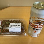 うめや - 『手造りソース焼きそば』『キリン一番搾り500ml』