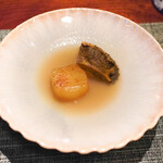 蒼 - 佐渡黒アワビ、尾藤農産３年熟成きたあかり、自家製バターとアワビのブイヨン