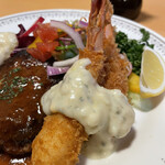 洋食　こばやし - 海老フライとハンバーグ（1600円）
