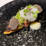 ラ・ヴァガボンド - 蛍烏賊…富山湾ホタルイカ　イタリアベネットのホワイトアスパラガス　デュクセルソース