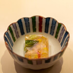 Sushi Nakaya - 2022.4 ズワイ蟹とアスパラガスとコーンのゼリー寄せ