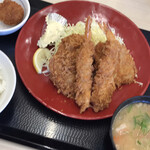 Katsuya - エビヒレメンチカツ定食＋ポテトコロッケ