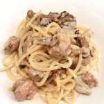 アフェット - <'13/02/06撮影>Ｂランチ 1200円 の自家製ソーセージときのこのクリームソース