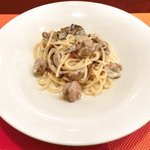 アフェット - <'13/02/06撮影>Ｂランチ 1200円 の自家製ソーセージときのこのクリームソース