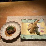 魚菜 基 - 友和御膳２４８０円。鰆のステーキ風、天ぷら。ひと工夫ほしい気はしますが、熱々の状態での提供で、丁寧さも伝わる調理です（╹◡╹）