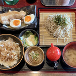 Wasabi Izakaya Anagura - わさび丼と塩豚角煮ざる蕎麦セット ¥980