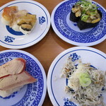 無添くら寿司 - 2倍あぶり中トロ、しらす山ちらし、豪華貝三種盛り、あさり塩だれ軍艦