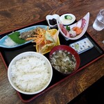 Oshokujidokoro Sazanami - なめろう定食。