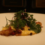 IZA - ホワイトアスパラガスのソテー バッサーノ風アップ