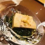 美会 - 鮟肝です。京菊菜とフレッシュハーブ類を下敷きに