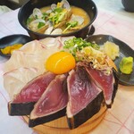 Shikoku Sakaba Higobashiten - ランチ限定！かつおと鯛の海鮮丼＋あさり汁（ﾗﾝﾁ）
