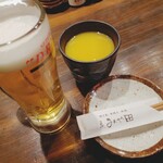 みや田 - ビール480円税込　温州みかん酒480円税込