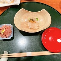 和やまむら - 白バイ貝　アスパラ　独活　梅ゼリー掛け