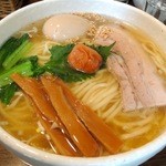 美学屋 - 梅塩らーめん＋大盛り（中太麺）＋味付玉子