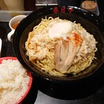 Aburasoba Kasugatei - 鳥豚油そば(特盛)+(トッピング)温玉+ライス1