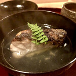 多仁本 - 黒ムツと下仁田葱のお椀　木の芽が香ります♫