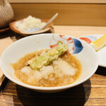 日本橋 蕎ノ字 - ◎2つ目は天つゆで頂く。アスパラは甘い❗️