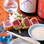 Rare tuna cutlet with wasabi sauce