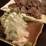 金町製麺 - '13/02/08 マガレイの刺身＆豚タンの塩焼き