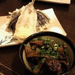 金町製麺 - '13/02/08 馬肉とゴボウの煮物＆キスとナスの天ぷら