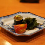 日本料理 たかむら - 鯵磯辺巻き　アメーラトマト