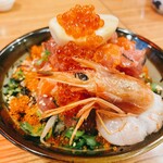 Luxurious Seafood bomb bowl ~ Dashi Chazuke ~ Salmon roe topped with salad