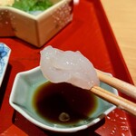 御料理ふじ居 - 白海老、山葵醤油で